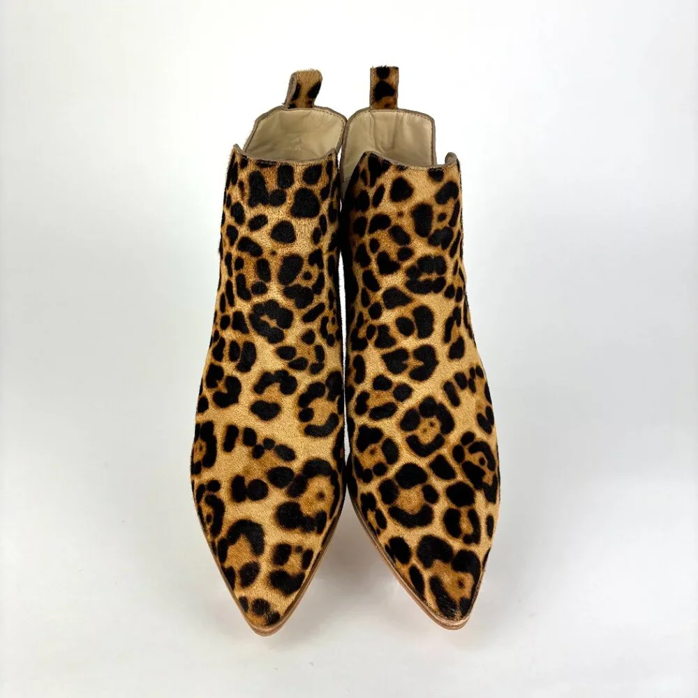 Sole Society Leopard Print Haircalf Bootie – Chic Pointed Toe, Size 8M